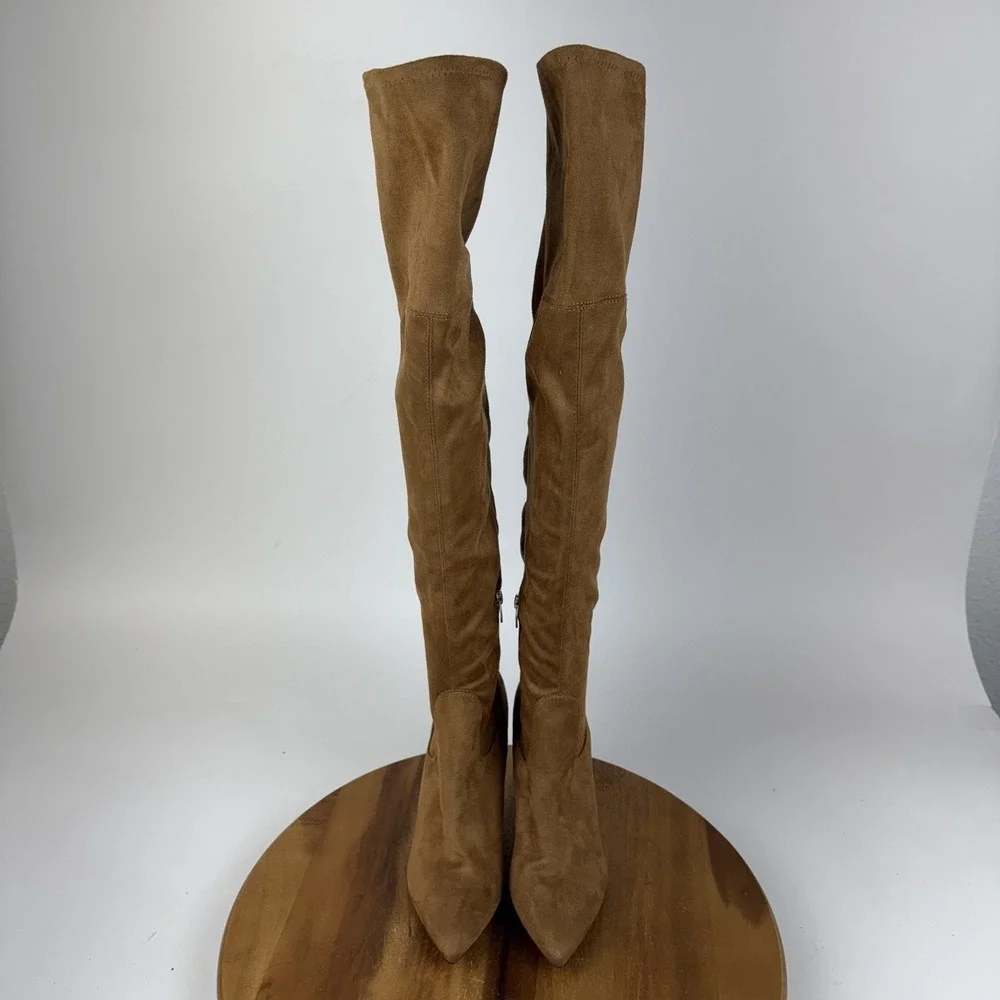 New Womens Marc Fisher Daneca Brown Faux Leather Over The Knee Boots Size 8.5 M